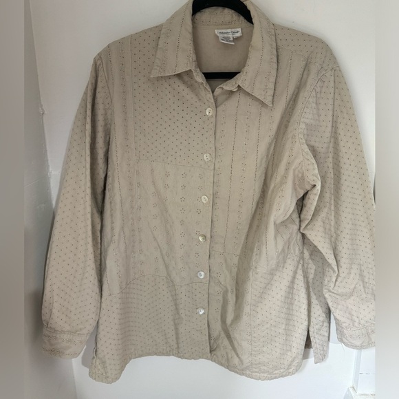 Vintage 100% Cotton Coldwater creek cream long sleeve button up size XL - Picture 1 of 3
